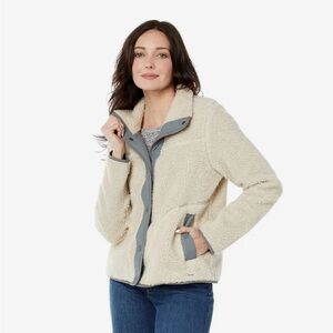 L.L. Bean Cream Teddy Jacket with Gray Accents